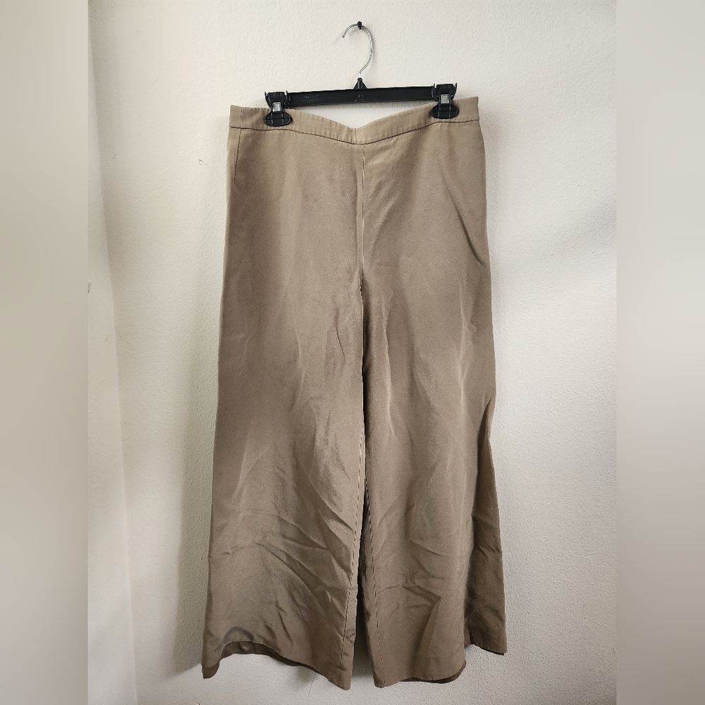 Vintage Worth Silk Wide Leg Pants Olive Size 10